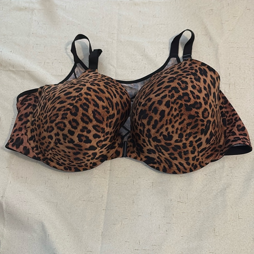 Leopard Print Front Closure Bra - image 1